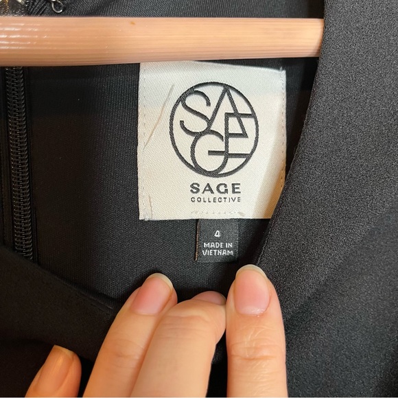 Sage Collective Crew Neck Short Sleeve Zipper Back Solid Ruffled Hem Crepe Dress - Picture 6 of 10